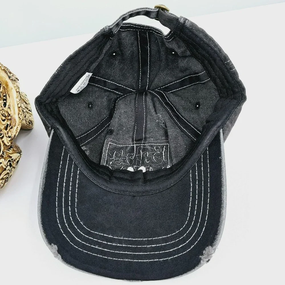 Baby Mom Baseball Hat Cap Grey White Embroidered Patch Distressed Adjustable New